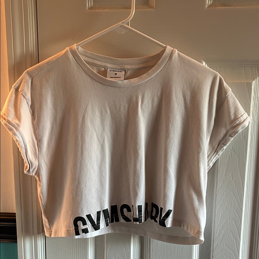 Gymshark White Logo Crop Top